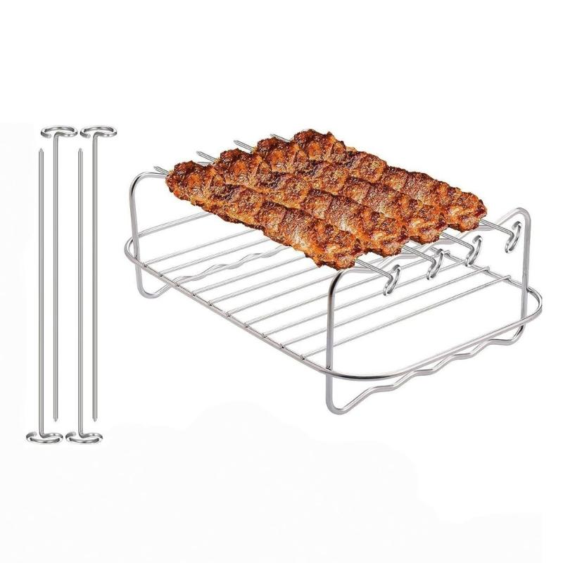 Stainless Steel Skewer Air Fry Rack For Meat Vegetables And Kebabs Portable Air Fryers Accessories for Cooking Roasting