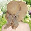 Lady New Bowknot Straw Hat Adult Summer Sunscreen Leisure Cap Wide Brim Students Fresh Raffia Shading Sun Cap Foldable