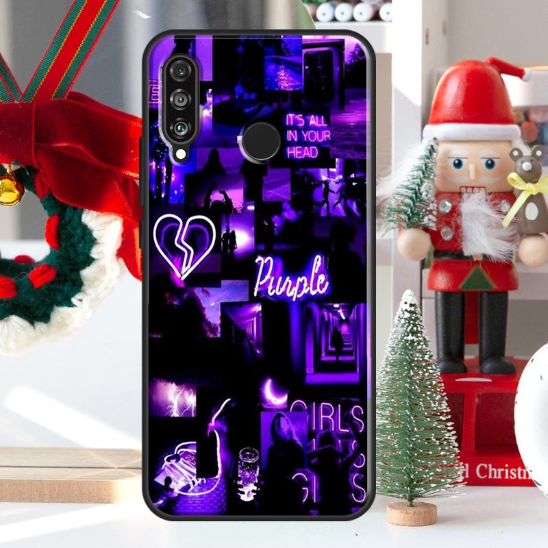 Purple Colour Neon Light For Honor 50 Pro X7 X8 X9 Case For Huawei P20 P30 P50 P40 Lite P Smart Z 2019 Nova 9 5T