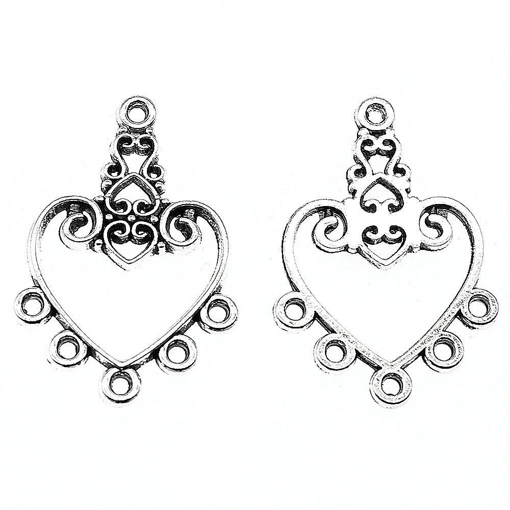 4 Stück 30 x 21 mm DIY handgefertigt für Schmuckzubehör Herz poröser Ohrringverbinder Herz Schmuckzubehör