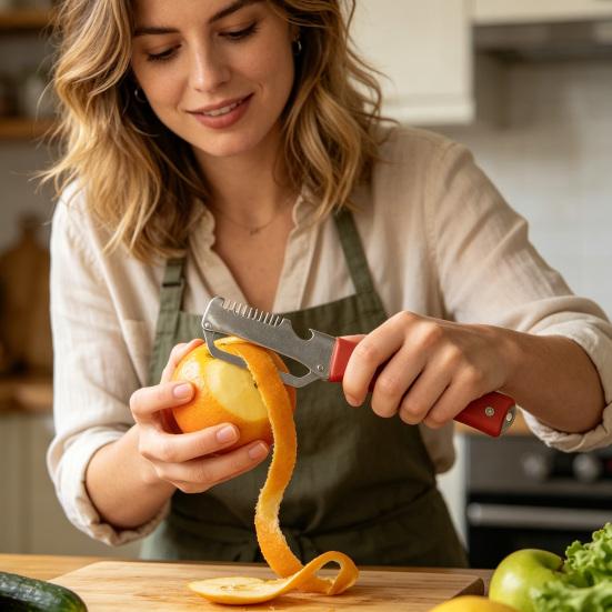 Stainless Steel Vegetable Peeler with Handle, Multi-Function Fruit Potato Peeler, 2-in-1 Bottle Opener, Ergonomic Rust-Proof Essential Kitchen Tool
