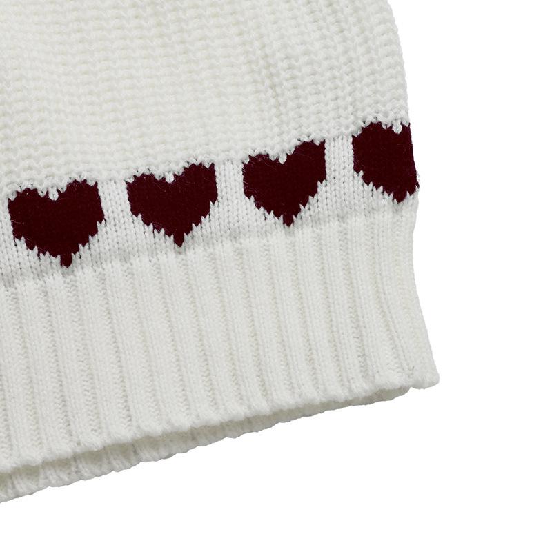 2026 Autumn/Winter Sweet Heart Jacquard Loose Sweater