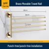 Rotatable Gold Foldable Copper Towel Rack - Punch-Free Multi-Bar for Bathroom