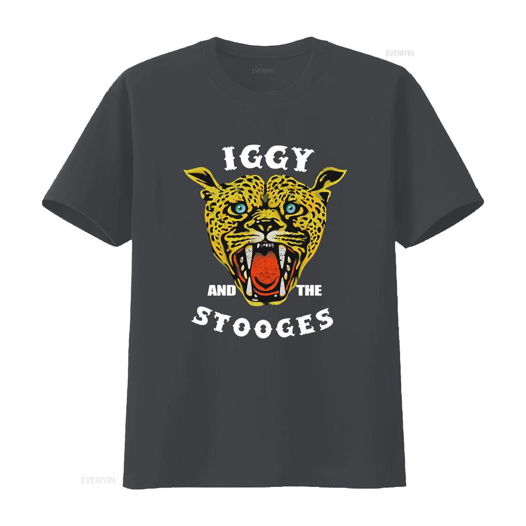 Iggy And The Stooges Cheetah Print T Shirt FKQ7 Vintage Washed Versatile Homme Soft Casual Graphic Stretched Designer Clothes