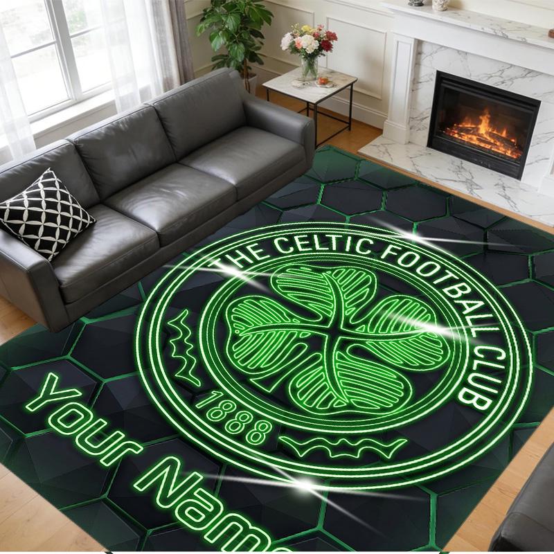 Crystal Velvet Rug Custom Name Text, Soft Non Slip Floor Mat Home DecorCeltic FC