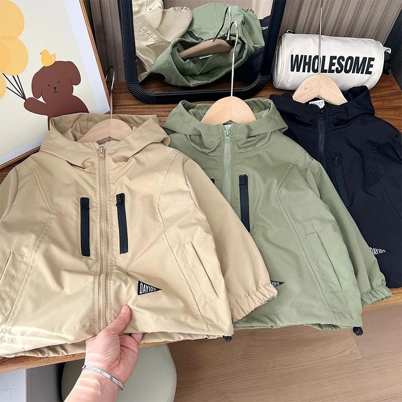 Fashion Spring Boys Jackets Casual Hooded Zipper Kids Windbreaker Coat Autumn Boys Outerwear Children Clothes