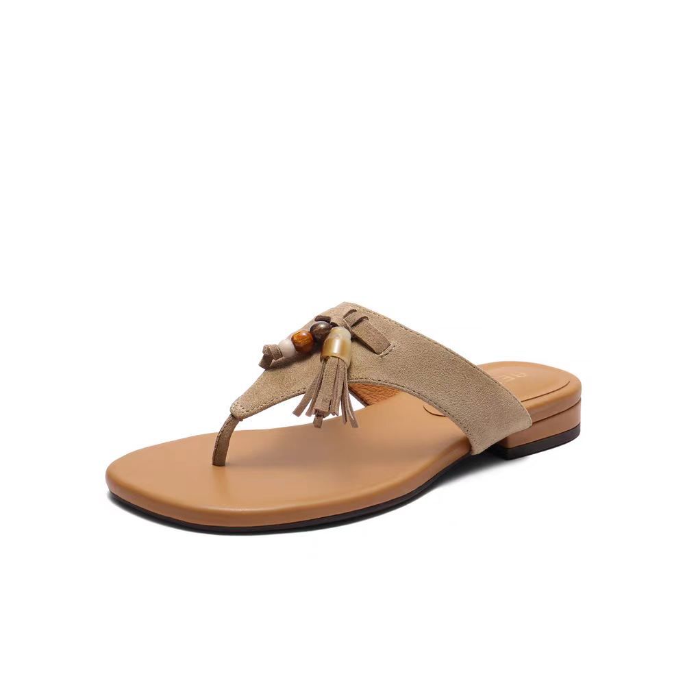 

Версия из овчины, ретро-подвеска с бахромой, оленья кожа, узкий носок, открытый носок, елочка, крутые тапочки, женские повседневные балетки 40 хаки