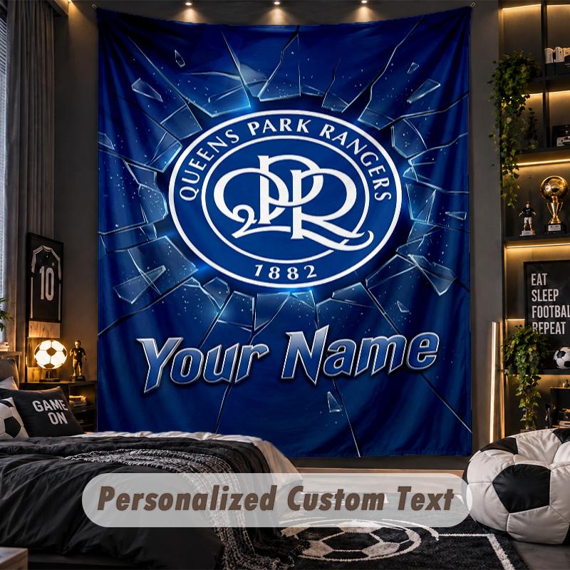 TapestryQueens Park Rangers FC Custom Name Text Personalized Wall Hanging Tapestry Home Wall Decor