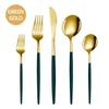 5 Pcs Black and Golden Spoon and Fork Set Stainless Steel Steak Knife Fork Spoon Dessert Spoon Tableware Kitchenware Set