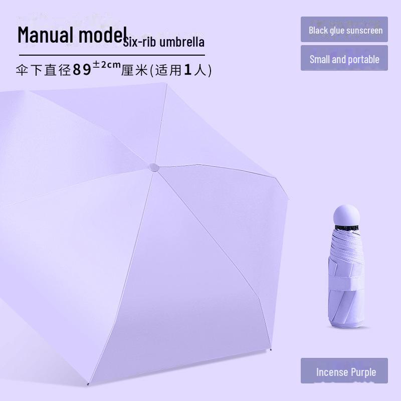 50 % rabatt på svart kapselparaply i lommeformat - Seks-skjerms sammenleggbar for sol og regn