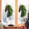 Horse Head Wreath Rustic Farmhouse Equestrian Front Door Decor Artificial Pine Branches Wreath with Red Ribbon for Wall Decor