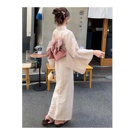 Grail GRL 2-piece set flower pattern embroidery yukata [gi1313] Pink