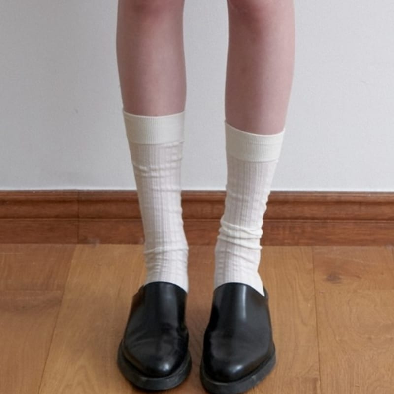 LOVE ME MONSTER Stripe Eyelet Long Socks_3COL (L251MSC010)