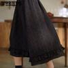 Black Skirt Women's Lace Jacquard Skirt Women's Summer Retro High Waist Mid-length Skirt Lolita Style