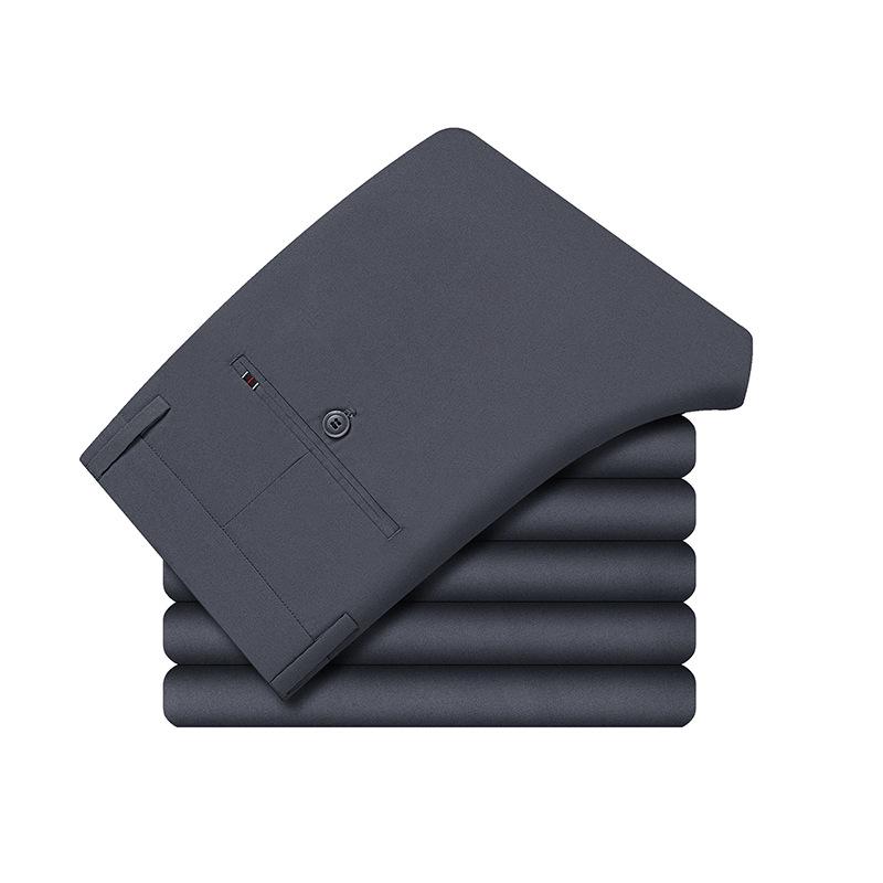 Men's Slim-Fit Business Suit Pants, Fleece-Lined Straight-Leg for Middle-Aged & Elderly, Autumn 2024 Collection.