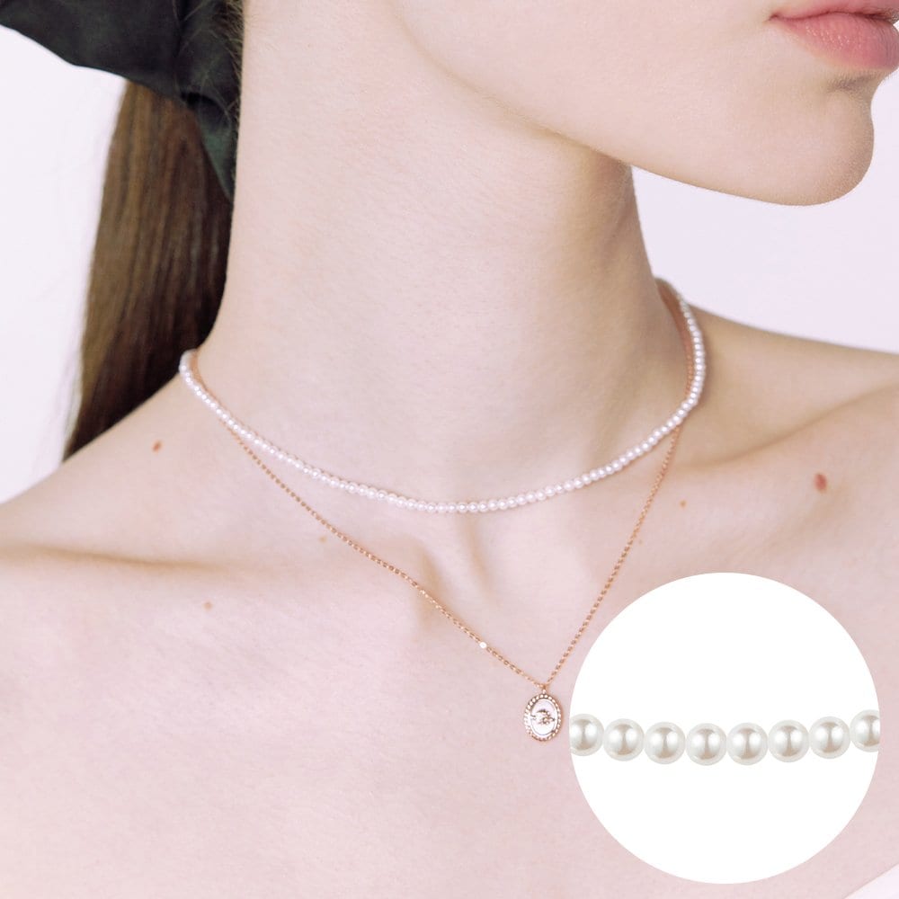 [Rosemont] Silver Pearl (2.5mm) Necklace Labelle Re0003