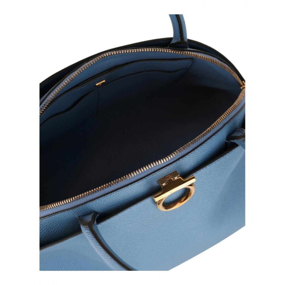 Salvatore Ferragamo Rounded Gancini Tote Bag blue