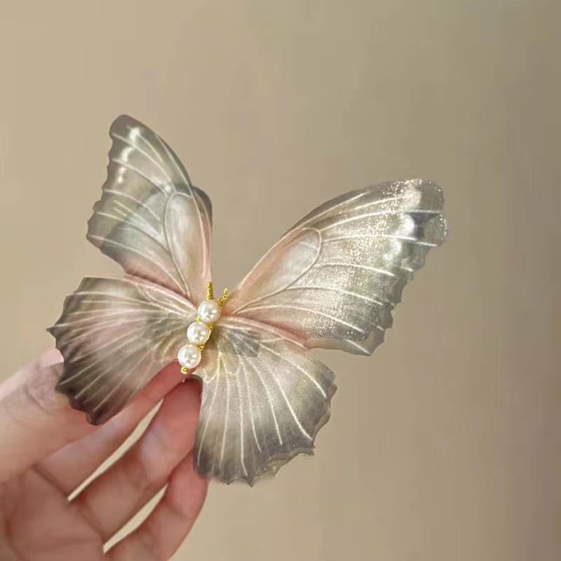 Elegant Retro Butterfly Hairpin - Exquisite Tulle Bangs Clip for Women