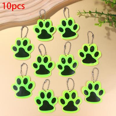 10 Stück Niedliche Pfote Reflektierender Schlüsselanhänger Outdoor Nachtsicherheit Kinder Haustier Doppelseitig Reflektierendes Rucksackzubehör Anhänger