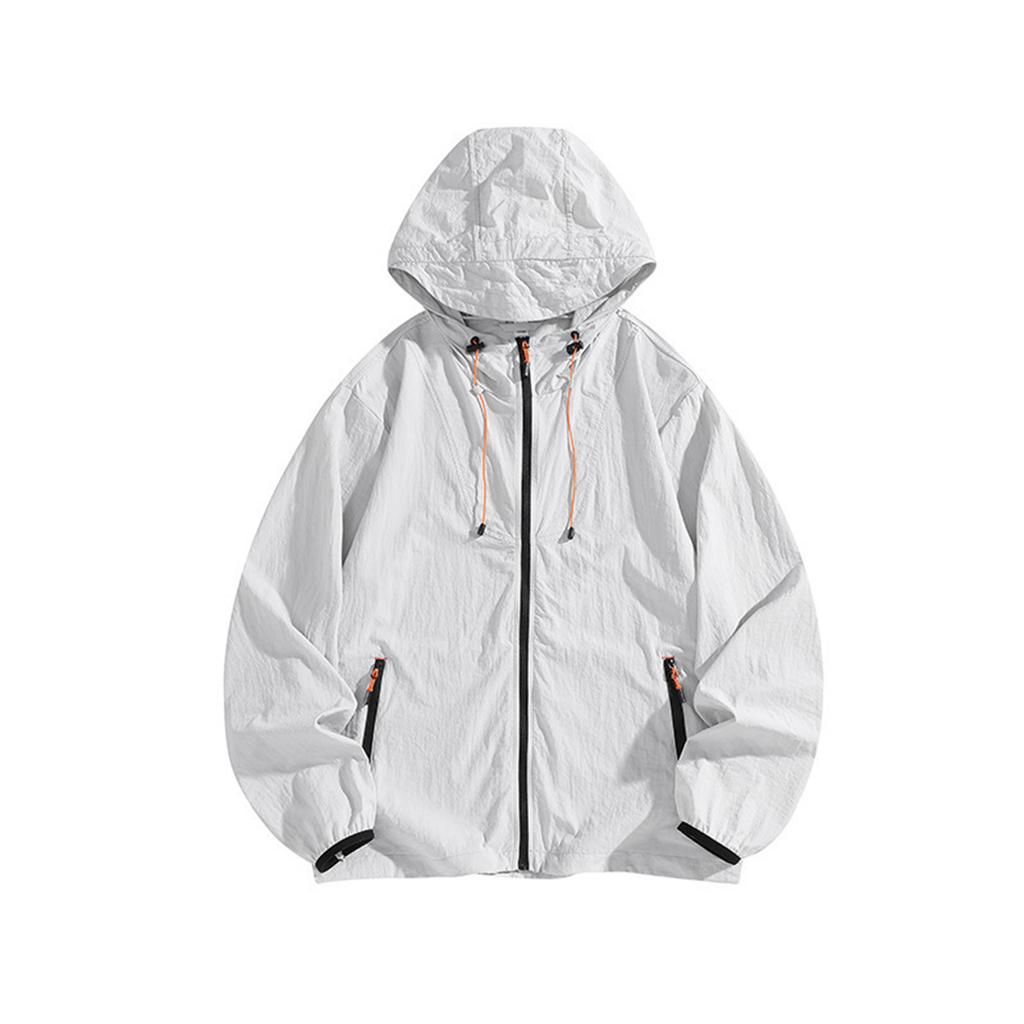 Unisex Lightweight Hooded Jacket Breathable UV Protection Thin Outdoor Windbreaker Full Zip Up Pocketed Coat for Travel
