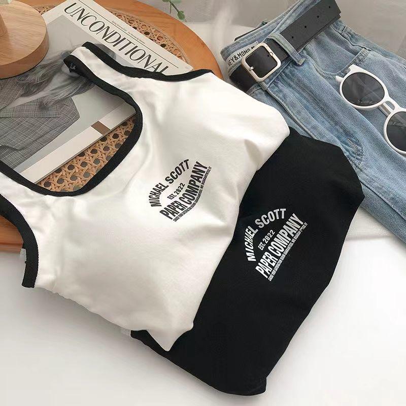 Korean Style Cotton Letter Bandeau Backless Bodycon Vest