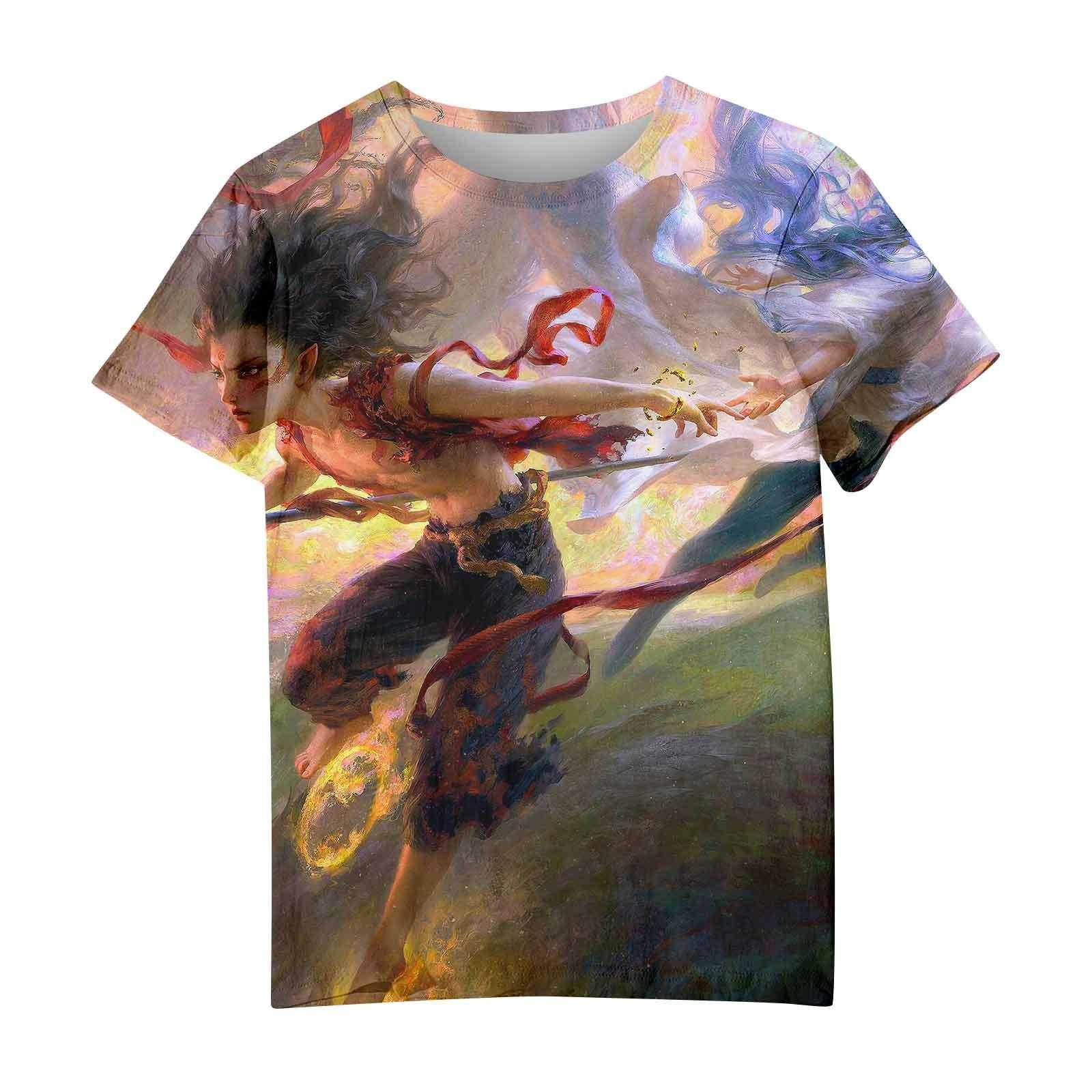 

Мужская и женская повседневная свободная футболка с принтом, круглый вырез, пуловер, топ с короткими рукавами S