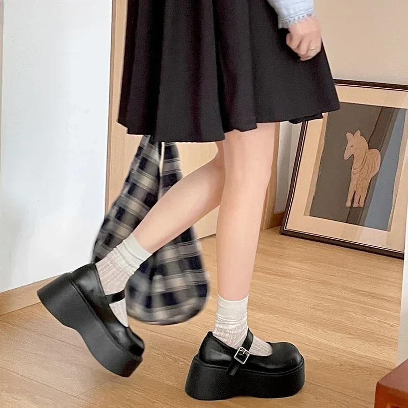 Fashion Women Shoes High Heel Pumps Platform Women Mary Jane Shoes Fashion Shallow Round Toe Shoes New Outdoor Street Style Single Shoe