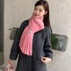 Korean Style Wool-Blend Tassel Scarf - Soft, Warm, and Solid Color for Women and Students