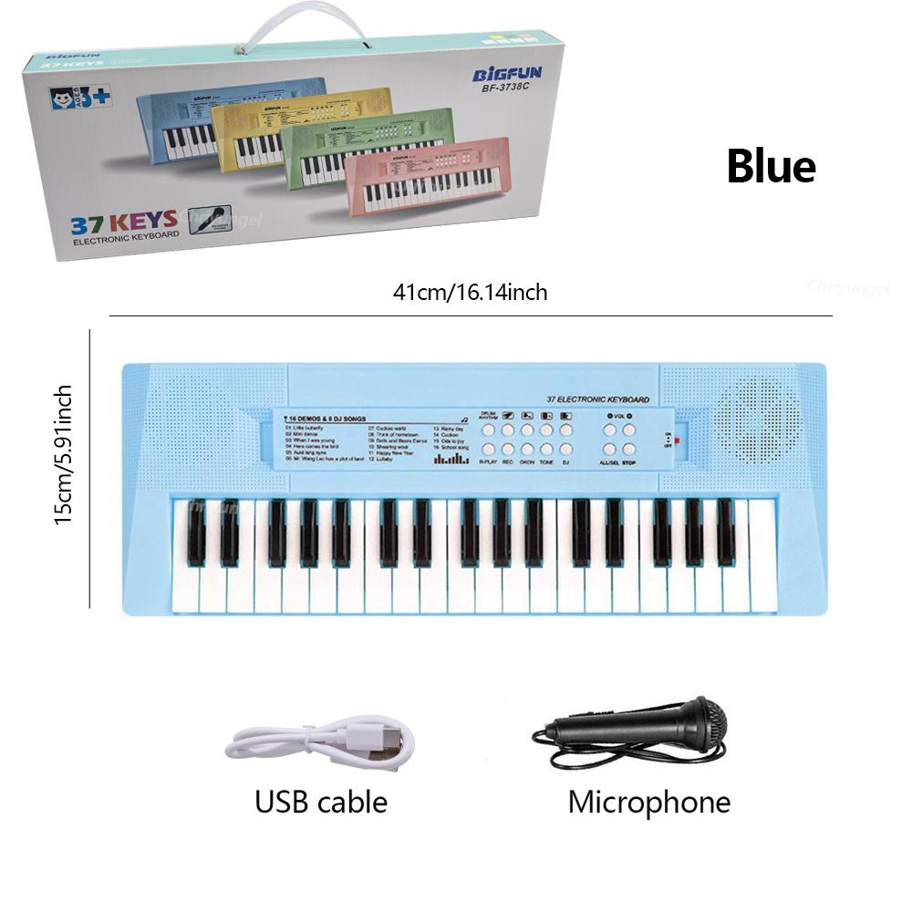 Mikrofonlu 37 Tuşlu Elektronik Piyano Klavyeleri Şarj Edilebilir Eğitim Oyuncakları Erkek Kız Çocukları İçin Müzik Aleti Hediyeleri