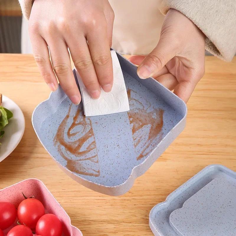 Toast Shaped Portable Lunch Box Sandwich Silicone Bento Box with Lid Student Office School Outdoor Lunch Box Food Container