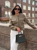 2024 Autumn Women's Pocket Crew Neck Fashion Coat