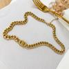 Gold Double D Titanium Steel Chain Necklace - Bold European & American Style for Women