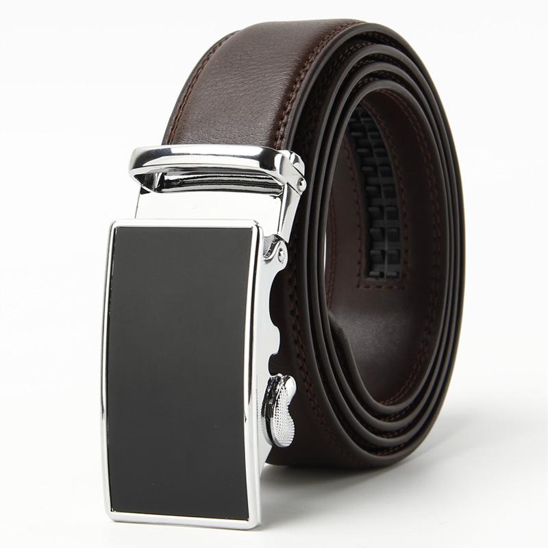 

Мужской ремень из натуральной кожи Двухслойный ремень из коровьей кожи с автоматической пряжкой Деловой повседневный модный ремень 110-130CM
