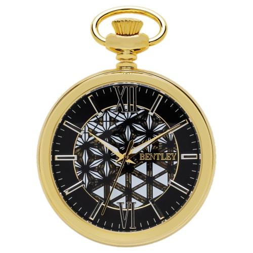 

CREPHA Мужские аналоговые карманные часы, Простой механический ручной завод, Золото Bentley, BT-AP321-GD