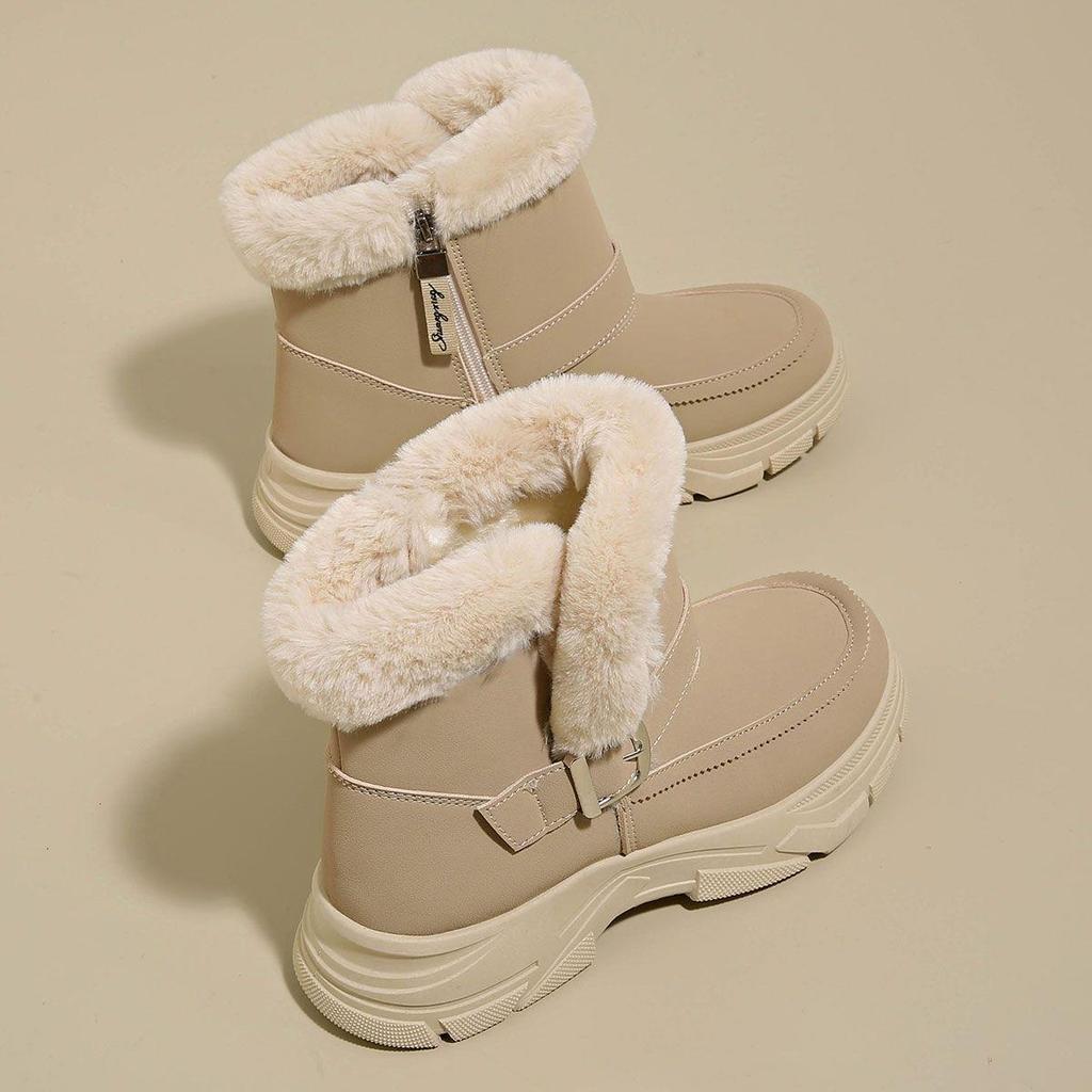 Women's Thick-Soled Non-Slip Winter Snow Boots with Plush Velvet Lining