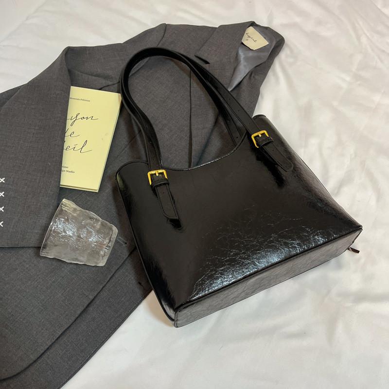 Современная минималистичная сумка-тоут из ПУ для женщин, большого размера, стильная, универсальная, ручная сумка Black No Pendant