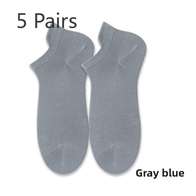 

5 пар носков для мужчин весна-лето простые антибактериальные отводящие пот дезодорирующие мужские носки-лодочки плотные плетеные носки-лодочки 5 Pairs синий/серый