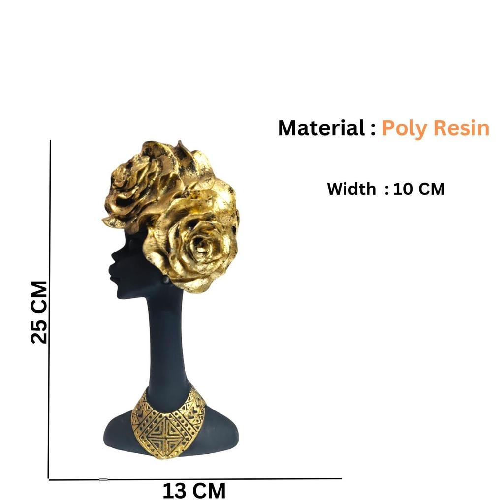 Harz Afrikanische Blume Dame Schaustück Skulptur Dekorative Figur Für Heimdekoration, Ethnische Dekoration Fantasy Schwarze Dame Figur Ethnische Statue