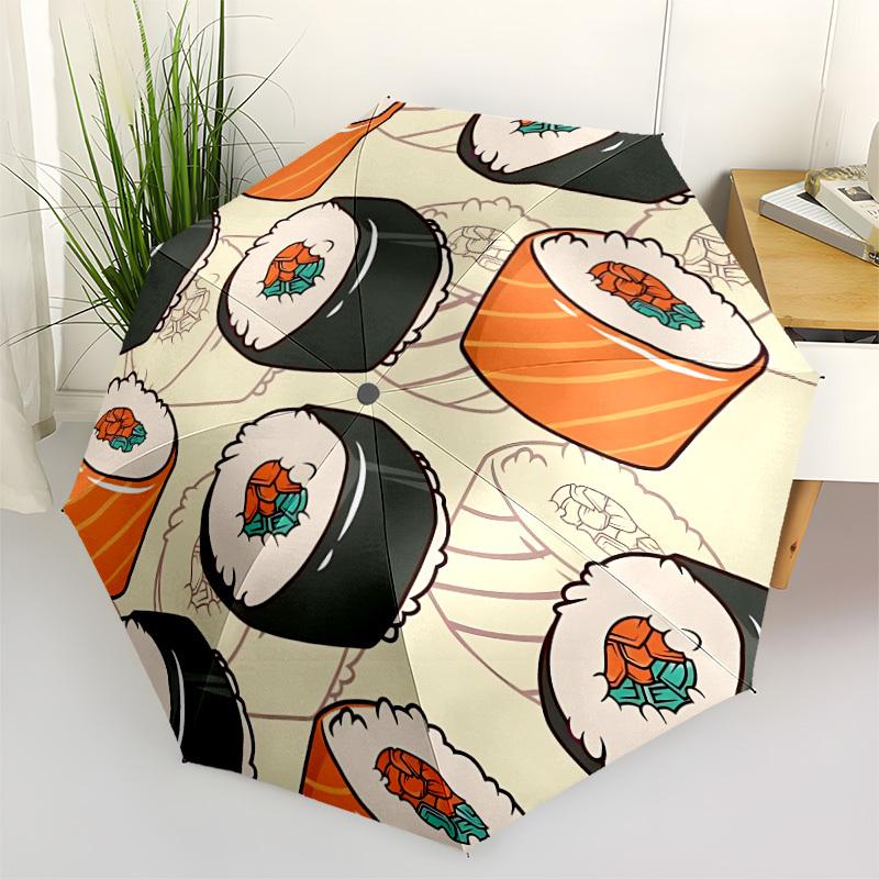 

1pc Sushi Rolls Automatic Open/close Folding Umbrella, Compact Portable Travel Umbrella yy251230173