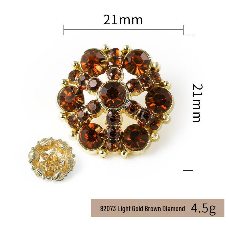 Luxury Rhinestone Metal Retro Buttons - Colorful Hollow Diamond Design with Alloy Base, Decorative Accessories