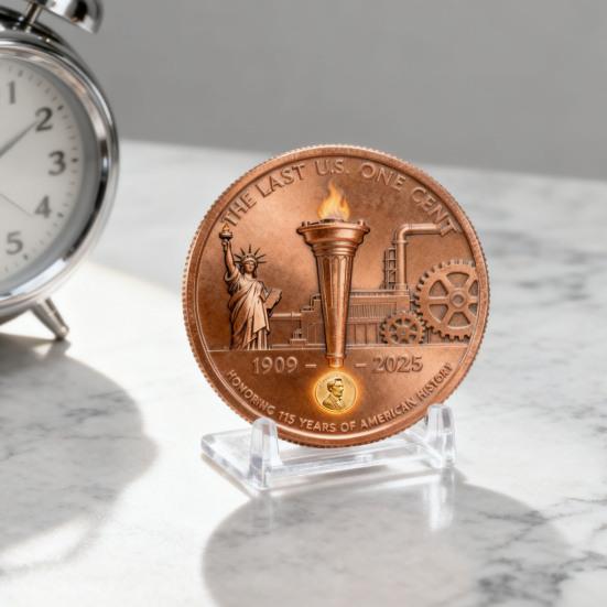 Final Penny Collectible Coin The Last Cent 1909 2025 Tribute Penny Commemorative Token Nostalgic Collector's Gift for History Coin Enthusiasts