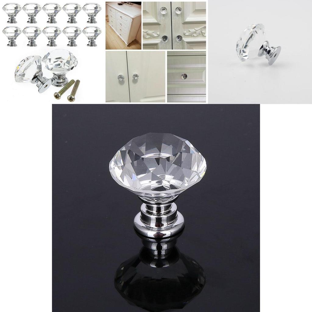 Premium Quality 10pcs Crystal Glass Cabinet Knob With Sparkling Diamond Design