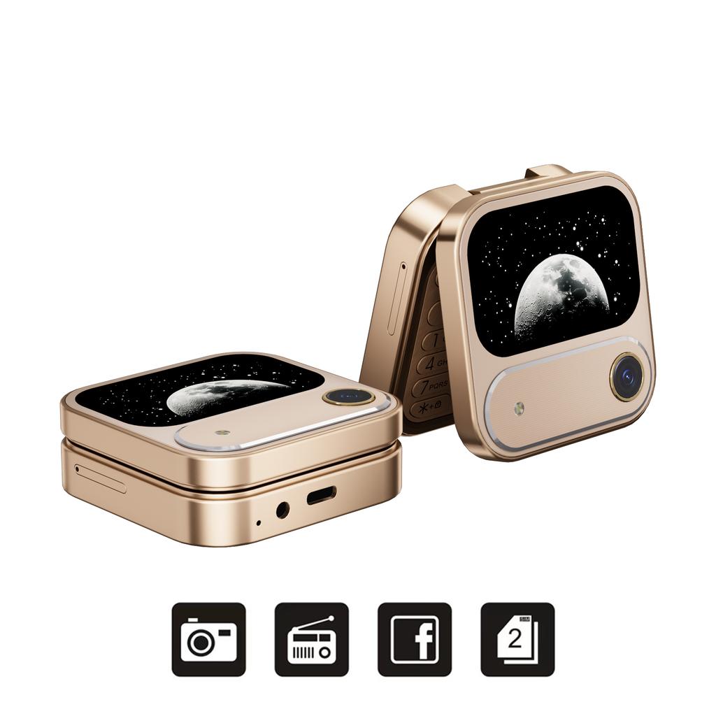 I17 Air Mini Faltbares Handy 2G GSM 1,77" Display Magische Stimme Kurzwahl UKW-Radio 2 SIM-Karten Kleine quadratische Handys