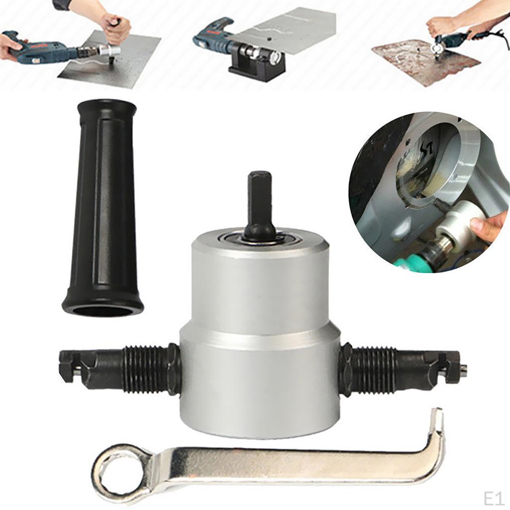 YT-160A Double Head Metal Sheet Nibbler Cutter - 360° Nibble Cutting Drill Tool Tackle Car