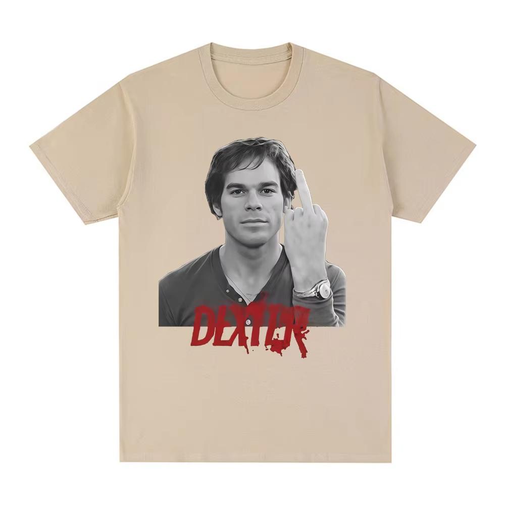 TV Play Dexter Morgan Middle Finger Graphic T-shirts Men Women Clothing Casual Cotton Loose Short Sleeve Male T Shirt