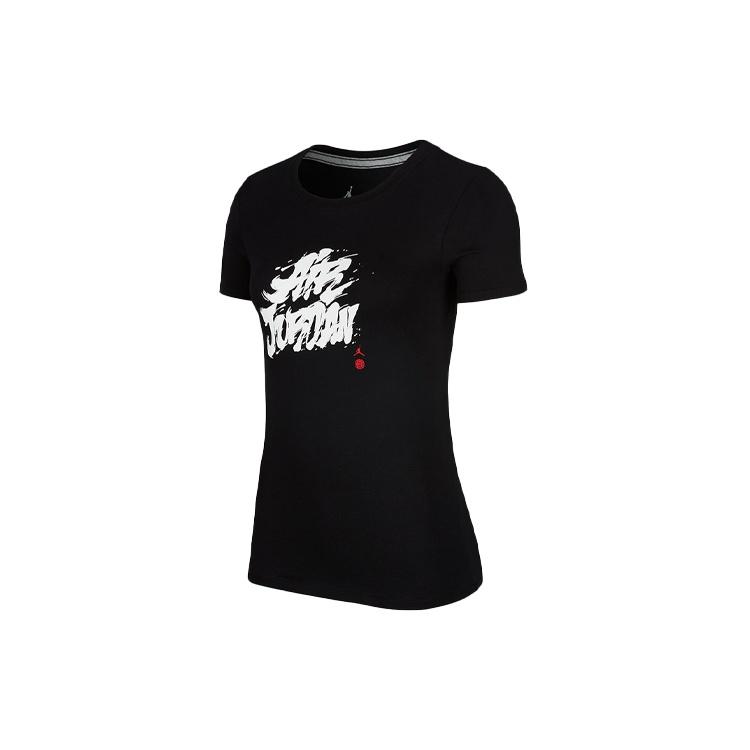 (WMNS) Air Jordan Alphabet Pattern Casual Sports Short Sleeve Black Women s BV7484-010 M