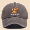Pc Cute and Fun Cartoon Bear Drinking Coffee Pattern Printed Baseball Cap Urban Casual Headwear Black Papa Trucker Hat Solid