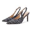 YX2025 New Pointed-toed Stiletto Women's Shoes Temperament French Shallow Tweed Small Fragrant Wind Bag Head Rear Empty Sandals