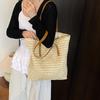 Women Top-Handle Bags Straw Summer Beach Straw Bucket Bag Woven Tote Purse Casual Travel Handbags for Women