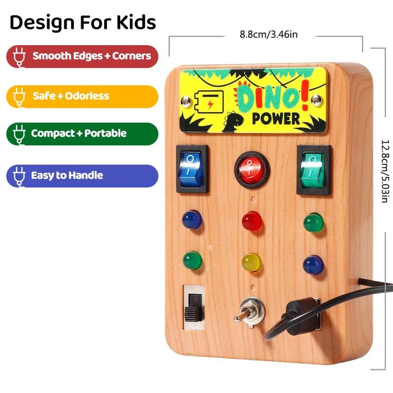 Spielzeug Spielzeug Montessori Holz Activity Board mit 8 LED-Lichtschaltern, Sensorischer Lichtschalter Reise für Baby und Kleinkind ab 1 Jahr